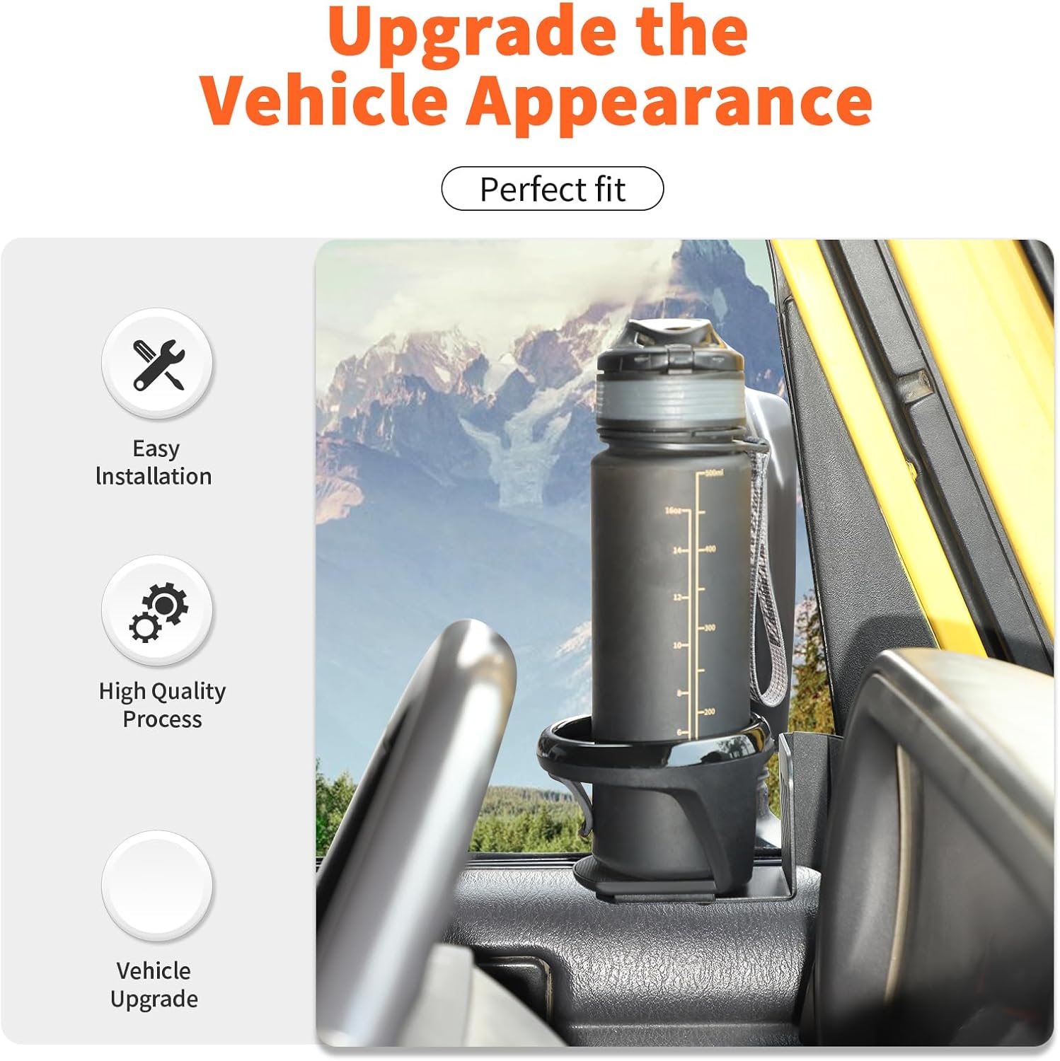 Center Console Cup Holder Expander Fit for 1997-2006 Jeep Wrangler TJ, Mounted Drink Holders(Left Black)