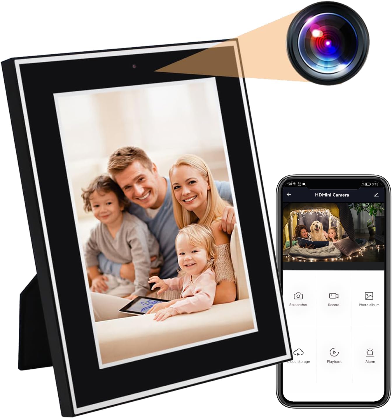 Hidden Camera Photo Frame, WiFi Spy Camera with Motion Detection,1080P HD Home Security Cam Wireless Nanny Cam Remote Monitoring Camera for Home/Office/Indoor