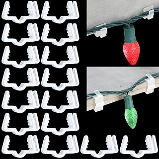 Marsui 50 Pcs Christmas Light Clips Small Outdoor Roof Gutters and Shingles Hooks 7/8 Inch Fascia Boards Hooks, Weatherproof Plastic, Perfect for Roof, Gutter, Fence, Eave Decoration (White)