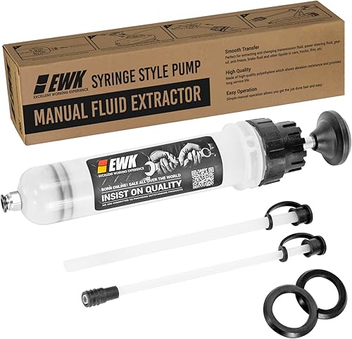 EWK Extractor de fluido manual 6.8 fl oz, bomba de cambio de jeringa de aceite al vacío para la evacuación automotriz de los fluidos