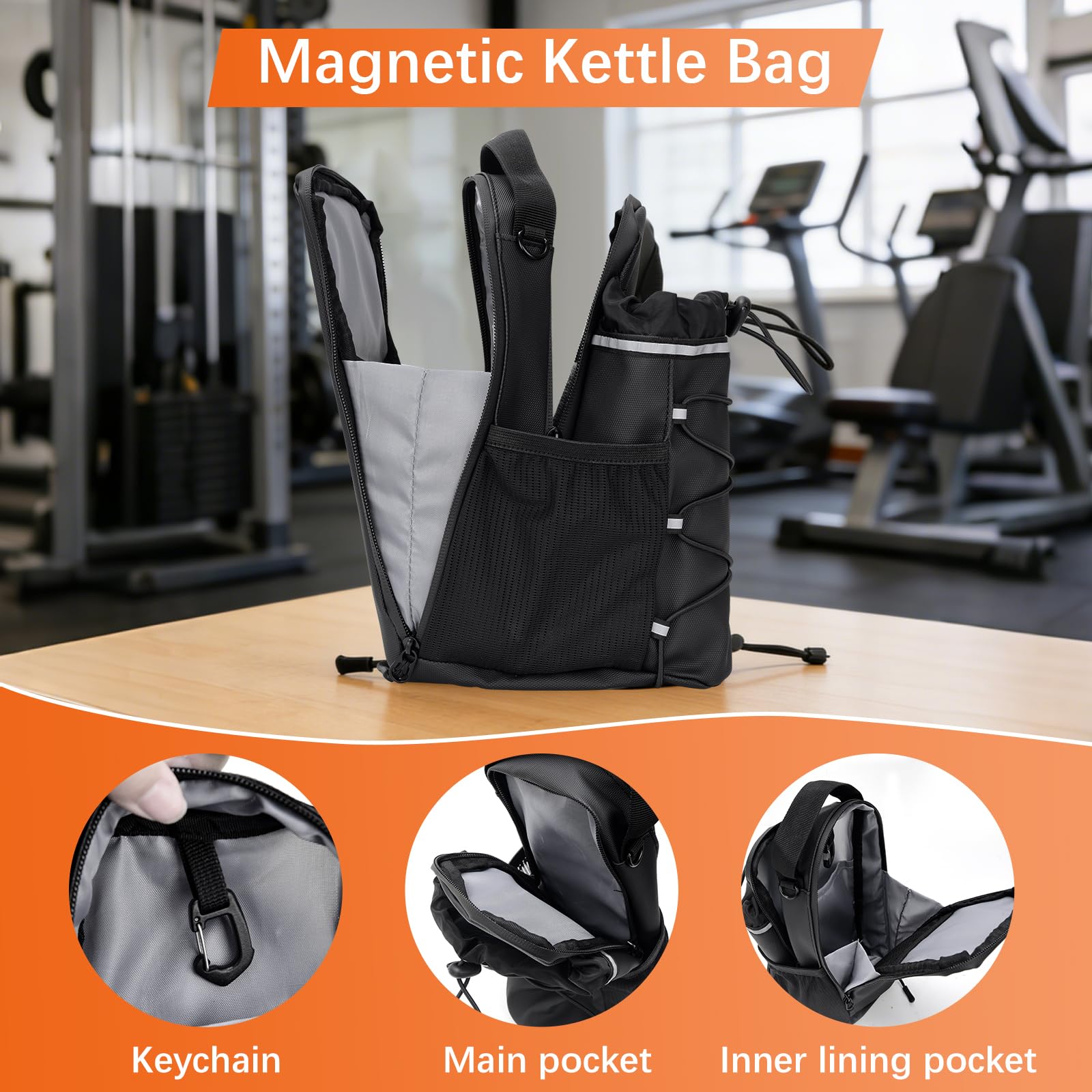 Sac Magnetique Salle De Sport avec Porte Gourde 1.5L, Sac Bandouliere Homme Femme pour Fitness, Musculation Et Running, Pochette Etanche pour Telephone Et Accessoires Sport
