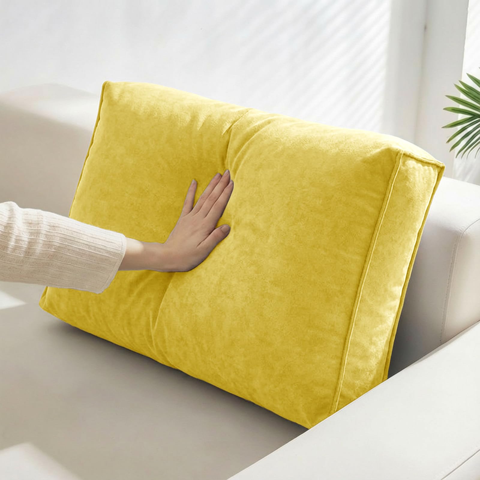 Aocase Extra Large Cushions for Sofa Reading Pillows Comfort Lumbar Pillows Bolsters Headboard Pillow with Zipper Removable Washable Cover, Yellow,80×45×12cm