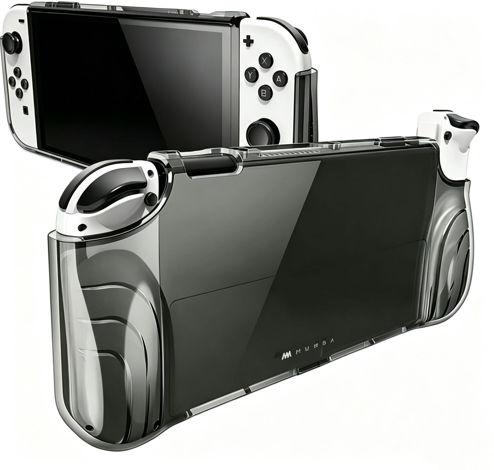Mumba Custodia per Nintendo Switch OLED 2021, [Serie Thunderbolt] Custodia Trasparente con Impugnatura in TPU, Compatibile con console Nintendo Switch OLED e Joy-Con Controller (Frost-Nero)