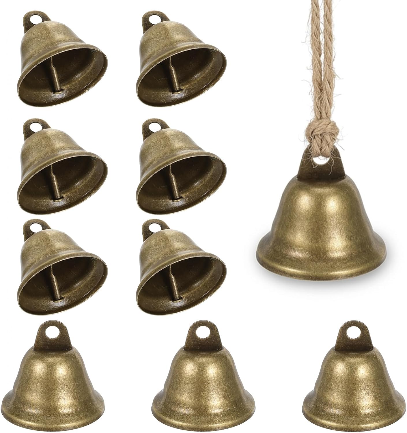 10 Pcs Small Bell for Crafts, 1.5" X 1.34" Vintage Bronze Jingle Bells