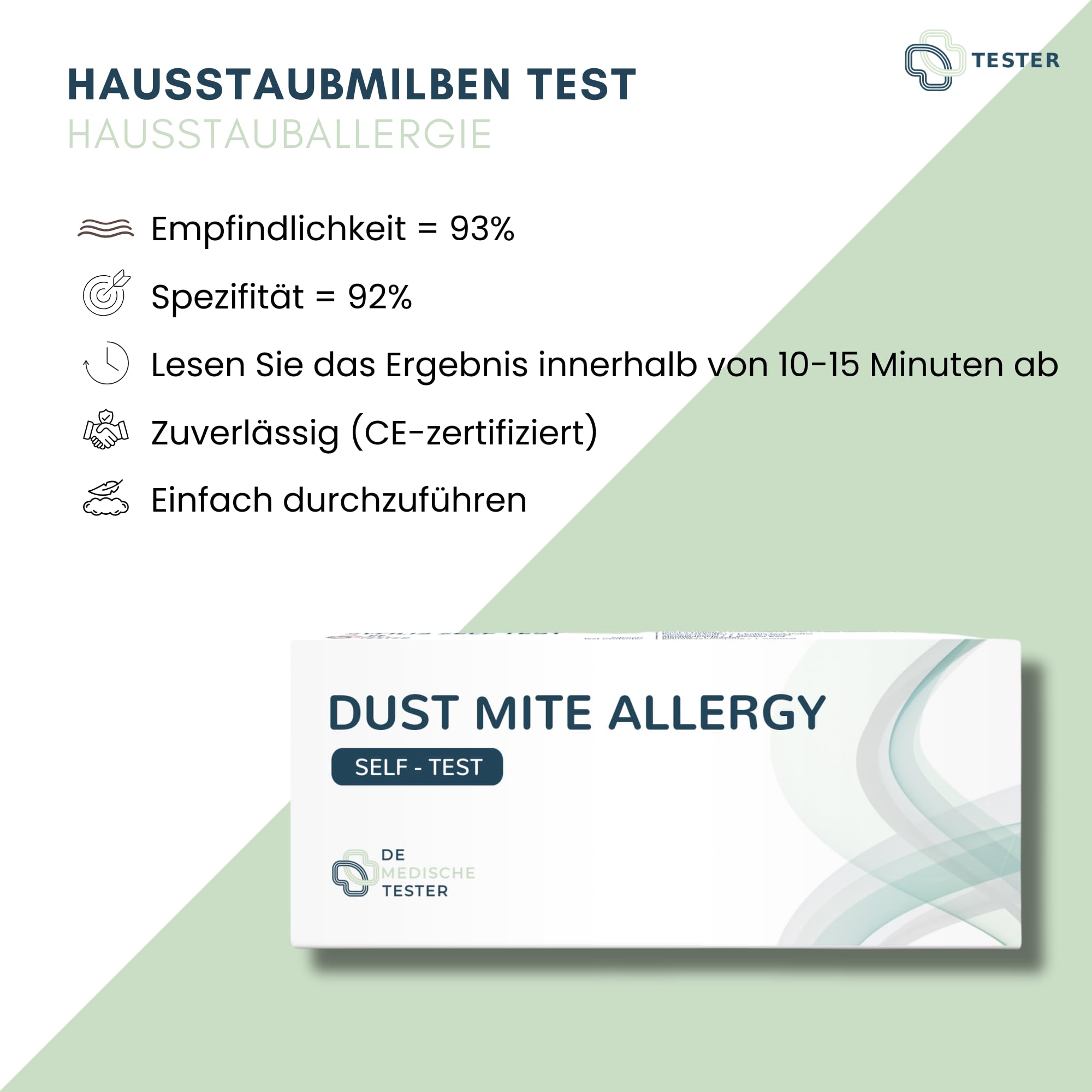 Test Allergies Acariens, Poils de Chat & Pollen – CE – Résultat en 15 min – Livraison discrète