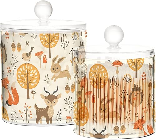 Miniatura 2 de Autumn Forest Animals Jars with Lids Bathroom Canisters Decorative Jars Laundry Pods Container Cotton Pad Dispenser for Dorm Room Essentials for