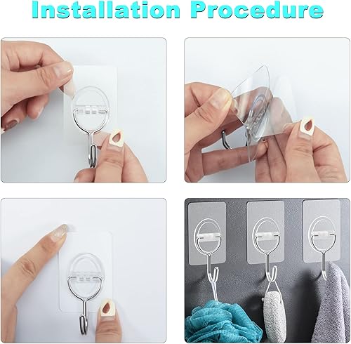 Miniatura 5 de CGBE Ganchos adhesivos resistentes para colgar 11 libras (máximo), ganchos adhesivos transparentes sin costuras, ganchos adhesivos sin clavos para