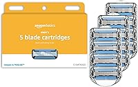 Amazon Basics 5-Blade Razor Refills for Men - Hypoallergenic Vitamin E Strips, Anti-Clog, Precision Trimmer, 12-Pack Fits Amazon Basics Handles