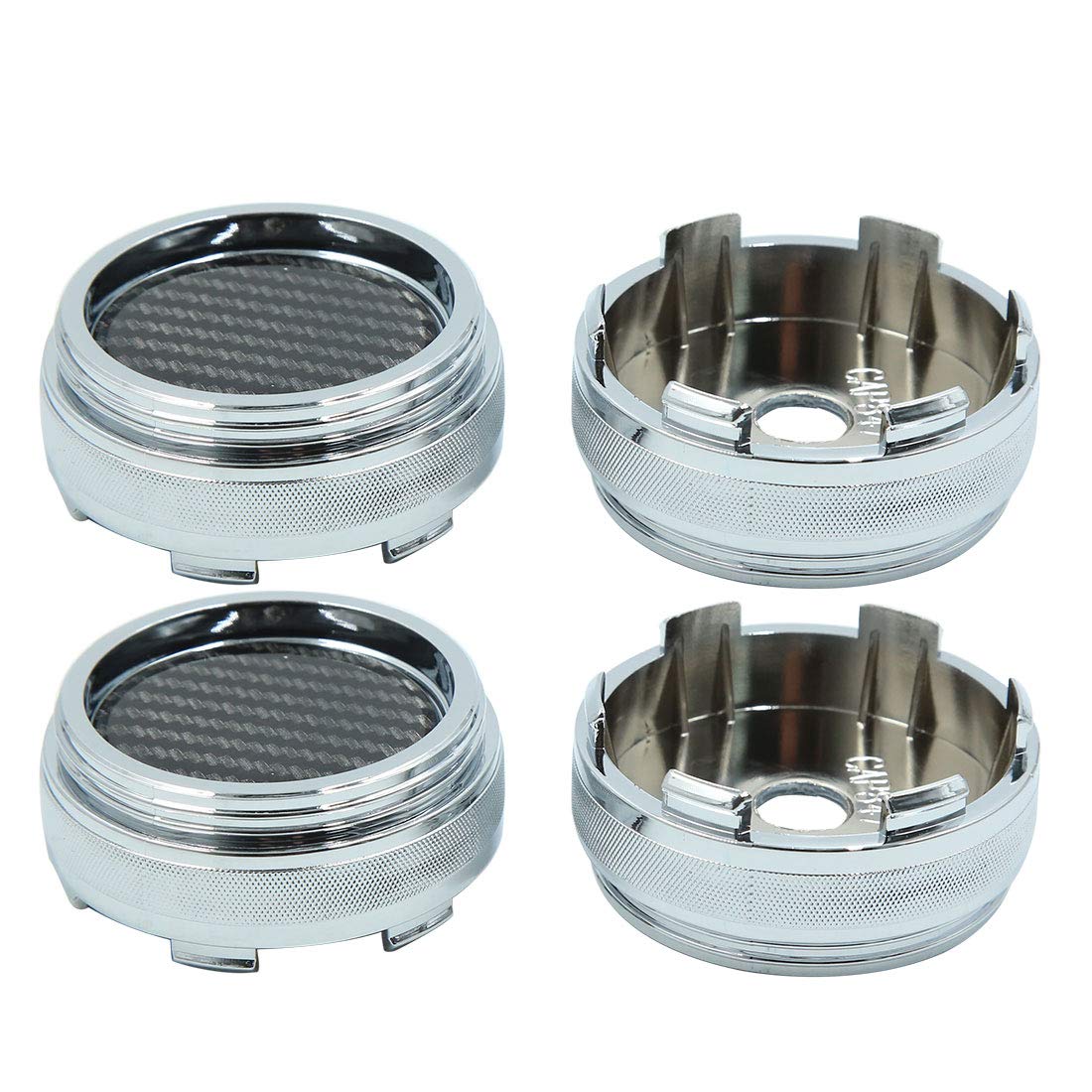 sourcing map 4pcs Noir Ton Argent 60mm Dia 6 Clips Pneu de Centre Roue Couvre Cache moyeu Couvrir pour Voiture