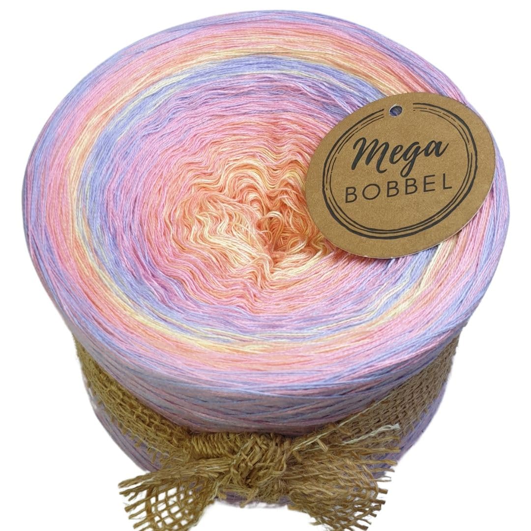 MegaBobbel*Strudel mit Quarz & Magic*A505* (Außenfarbe: Rosa+Magic) Farbverlaufsgarn - Lace Garn Bobbel Wolle zum Häkeln & Stricken - 50% Baumwolle/50% Polyacryl (4 fädig, 3750m)