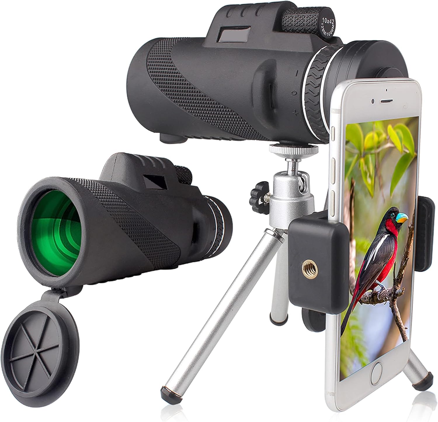 NUI Vibes 12x50 Monocular Telescope for Smartphone - BAK4 Handheld Monocular Telescope with Phone Holder & Tripod, Ideal for Bird Watching, Wildlife, Concerts, Spectating, Hunting, Camping