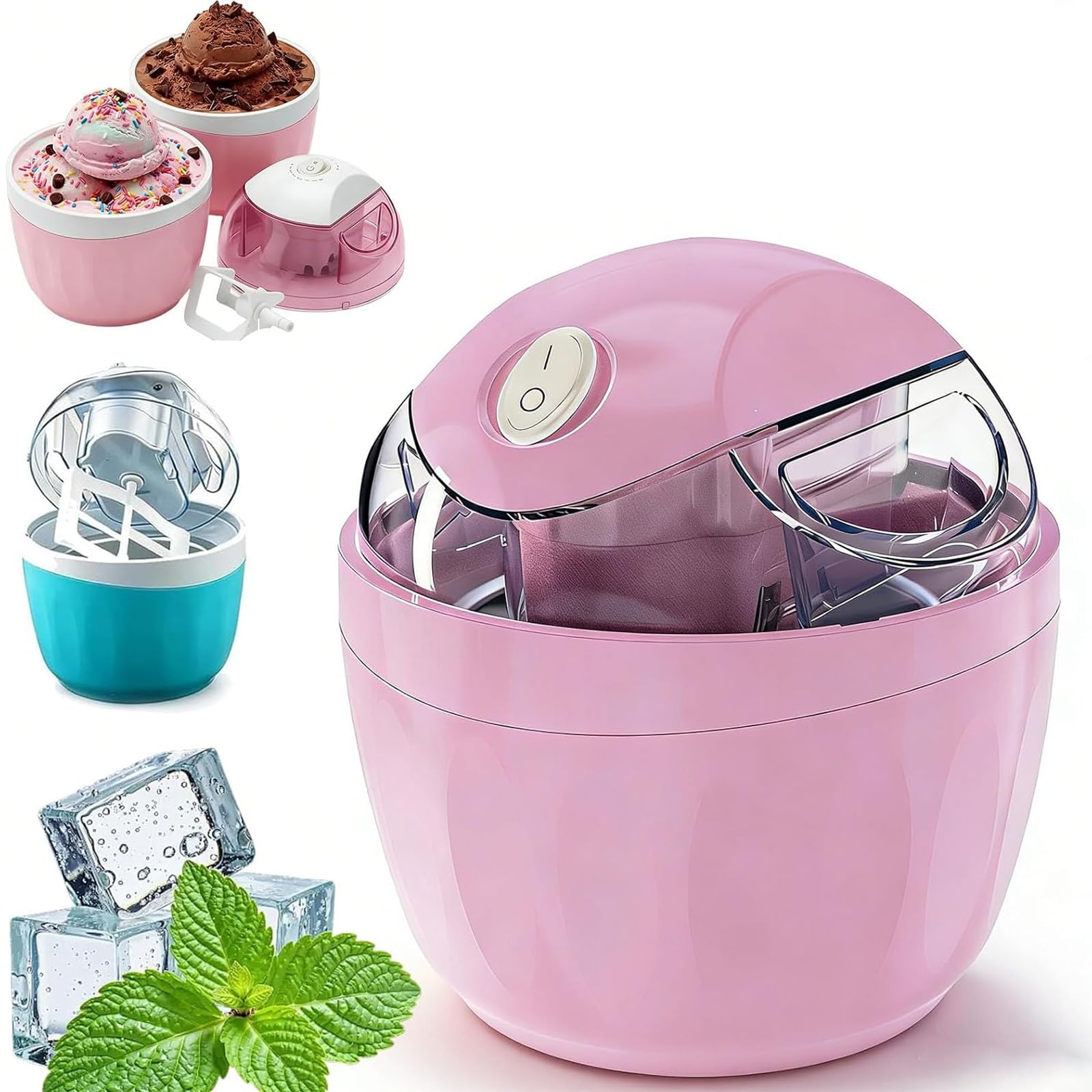 Mini Heladera Doméstica Pequeña, Mini Heladera Casera Con Cuchara, Máquina Para Postres De Un Solo Toque, Porciones Individuales De Gelato, Yogur Helado, Máquinas Eléctricas Compactas Para La