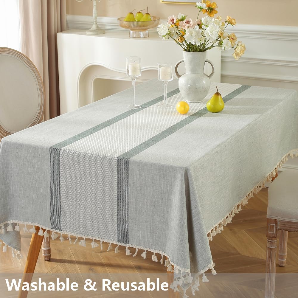 TruDelve Cloth Tablecloths Boho Gray Table Cloth Rectangle Tables 6 Foot Table Cloths Rustic Farmhouse Tablecloth(A-Grey,70"x55",Rectangular)