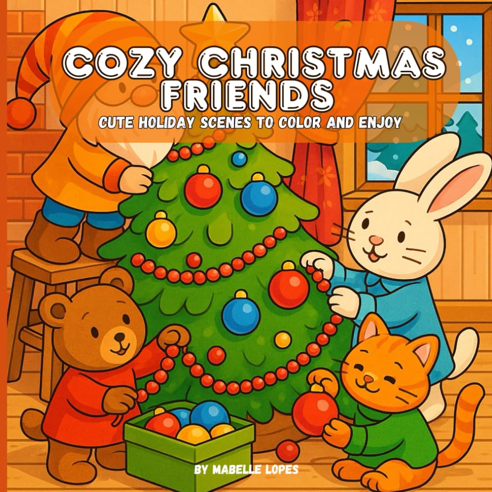 Cozy Christmas Friends – Cute Holiday Coloring Book for Kids: Adorable Winter Scenes with Santa, Elves, and Sweet Christmas Moments to Color and Enjoy