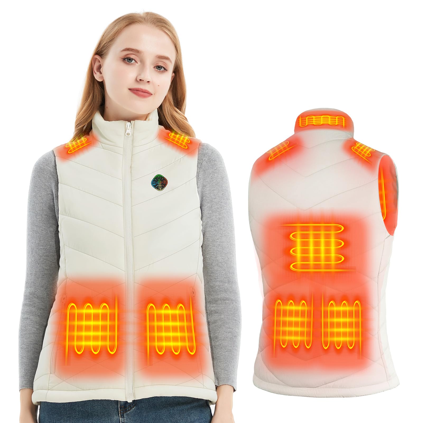KOVNLO Heated Vest for Women With Battery Pack Included, Smart Controller with Light-out Design, Electric Heated Jackets