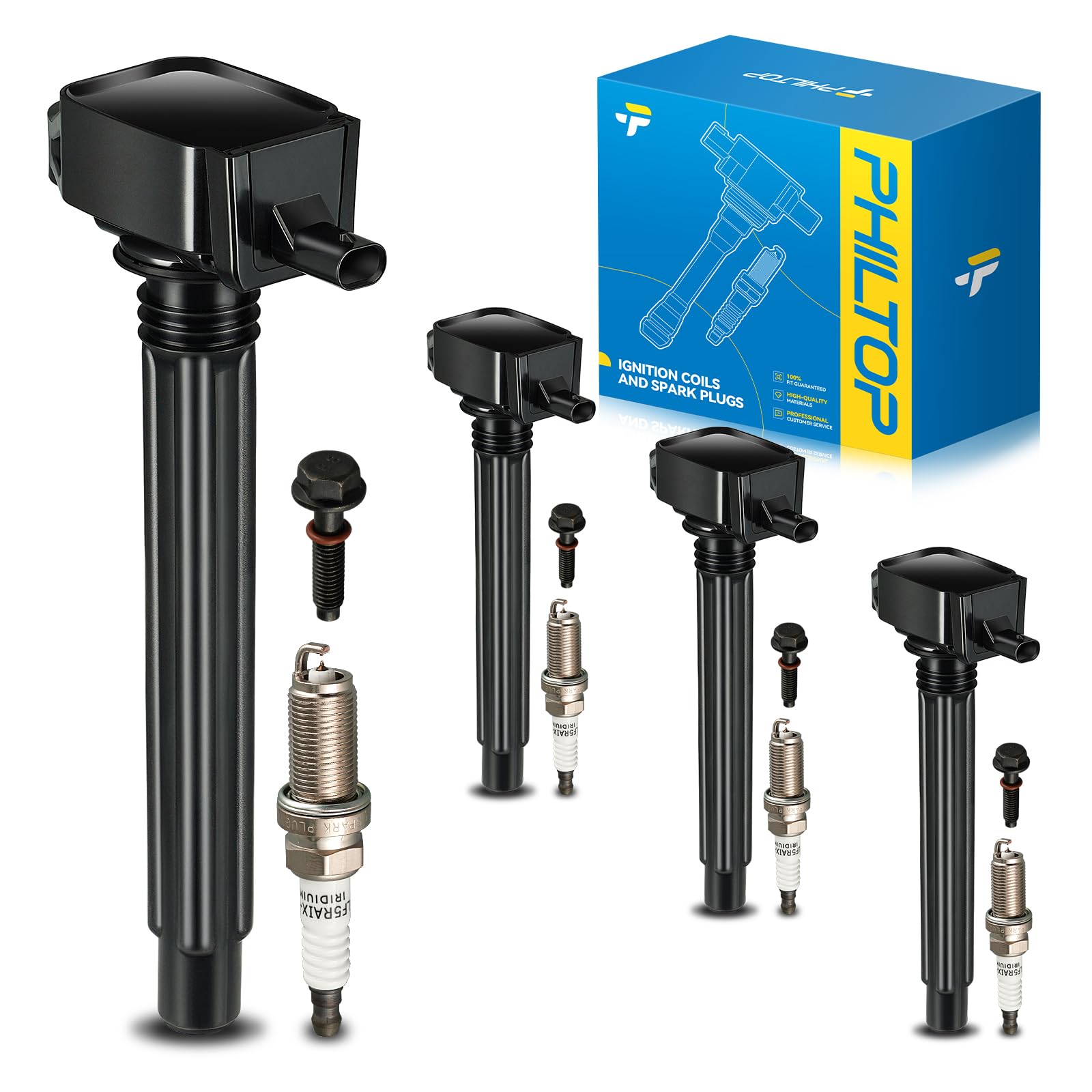 PHILTOP Ignition Coil Pack and Spark Plugs for Jeep Cherokee