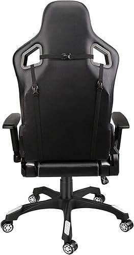 Miniatura 22 de Leopard - Silla de juegos con respaldo alto, silla de oficina de piel sintética, sillas de videojuegos ajustables, silla giratoria de carreras con