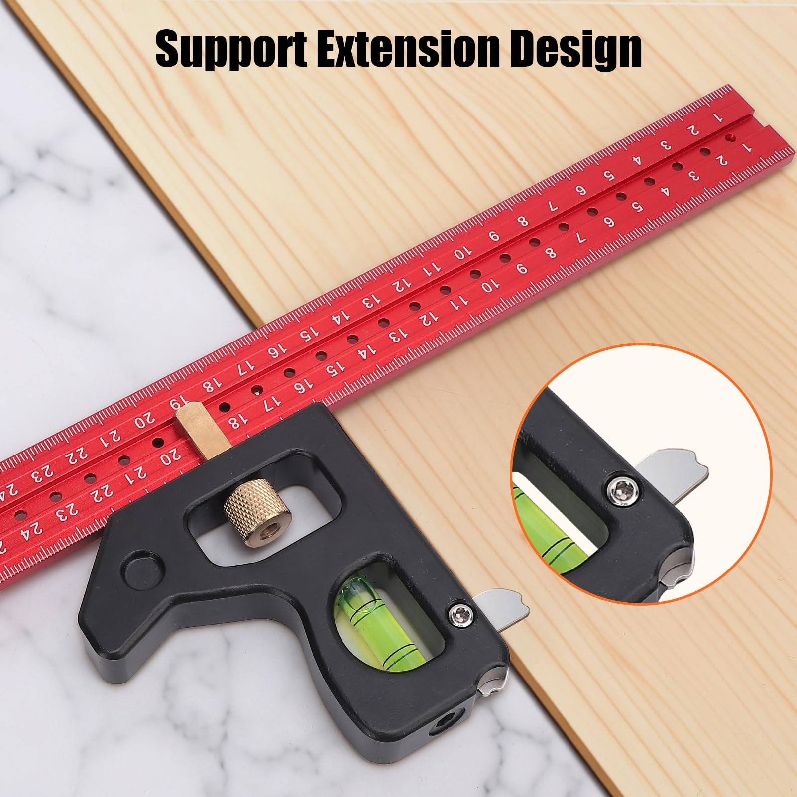 300mm Set Combination Square Multifunctional, Squares Woodworking Tools With Level Bubble - Image 3