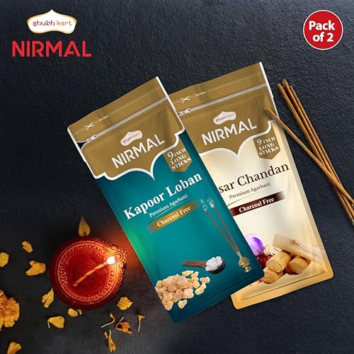 Miniatura 2 de Nirmal Kapoor Loban & Kesar Chandan - Fragancia prémium de 200 varillas de incienso Agarbatti por Shubhkart (paquete de 2)