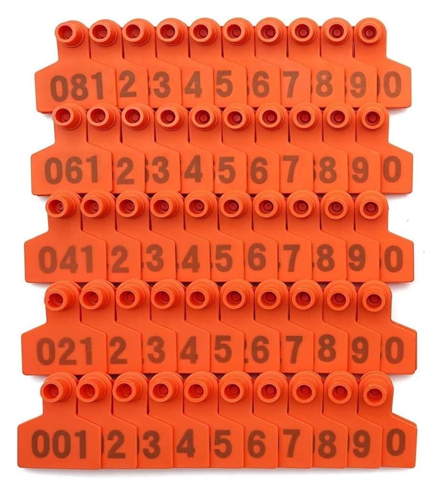 Plastikowa karta numerowa, oznaczenia zwierząt Kolczyki 100 sztuk Kolczyki identyfikacyjne dla zwierząt gospodarskich Kolczyki dla zwierząt gospodarskich dla bydła, świń, kóz, owiec, krów(Orange,401-5