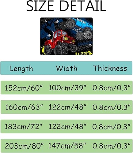 Miniatura 4 de Kuizee Tapete rectangular de gran tamaño con diseño de camión monstruo azul, para sala de estar, dormitorio, decoración de moda para el hogar, 5