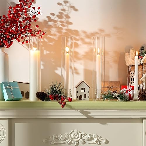 Miniatura 7 de Juego de 96 portavelas de cristal con forma de tubo de vidrio de 12.6 pulgadas, con extremos abiertos, sin fondo y 2.2 pulgadas, para centro de mesa