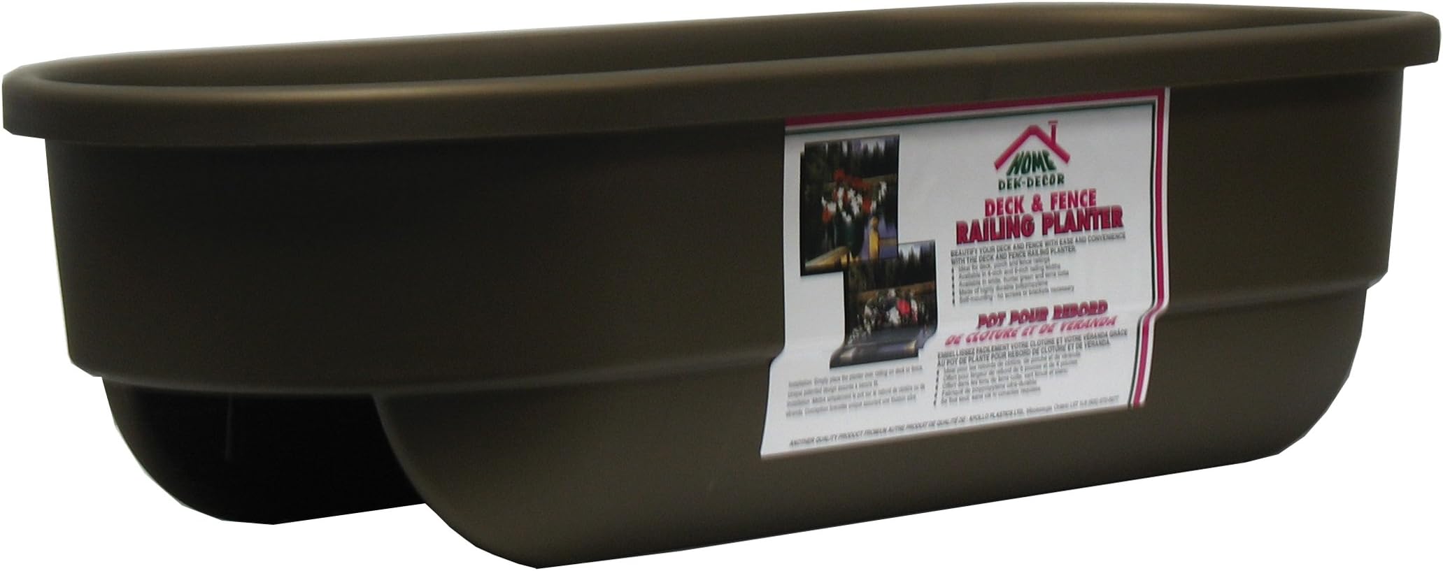 Apollo Plastics L2X6-MOCHA 2 by 6 Mount Deck and Fence Railing Planter, 12-Inch by 30-Inch Rectangular, Mocha