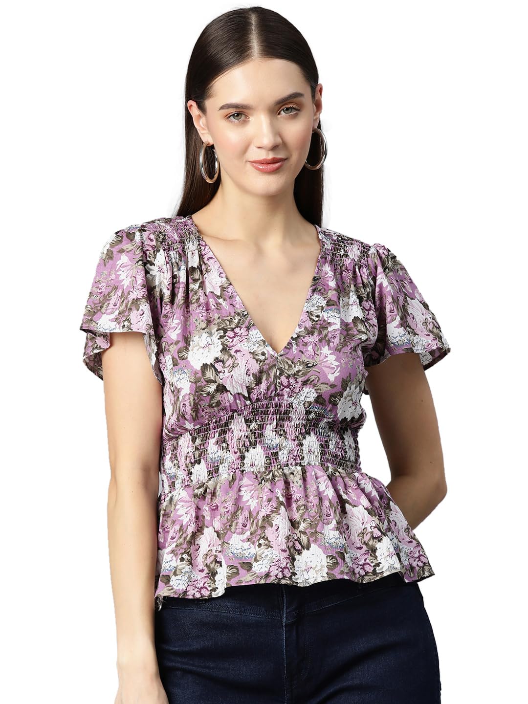ives Women's Purple Printed Short Top-picture-47