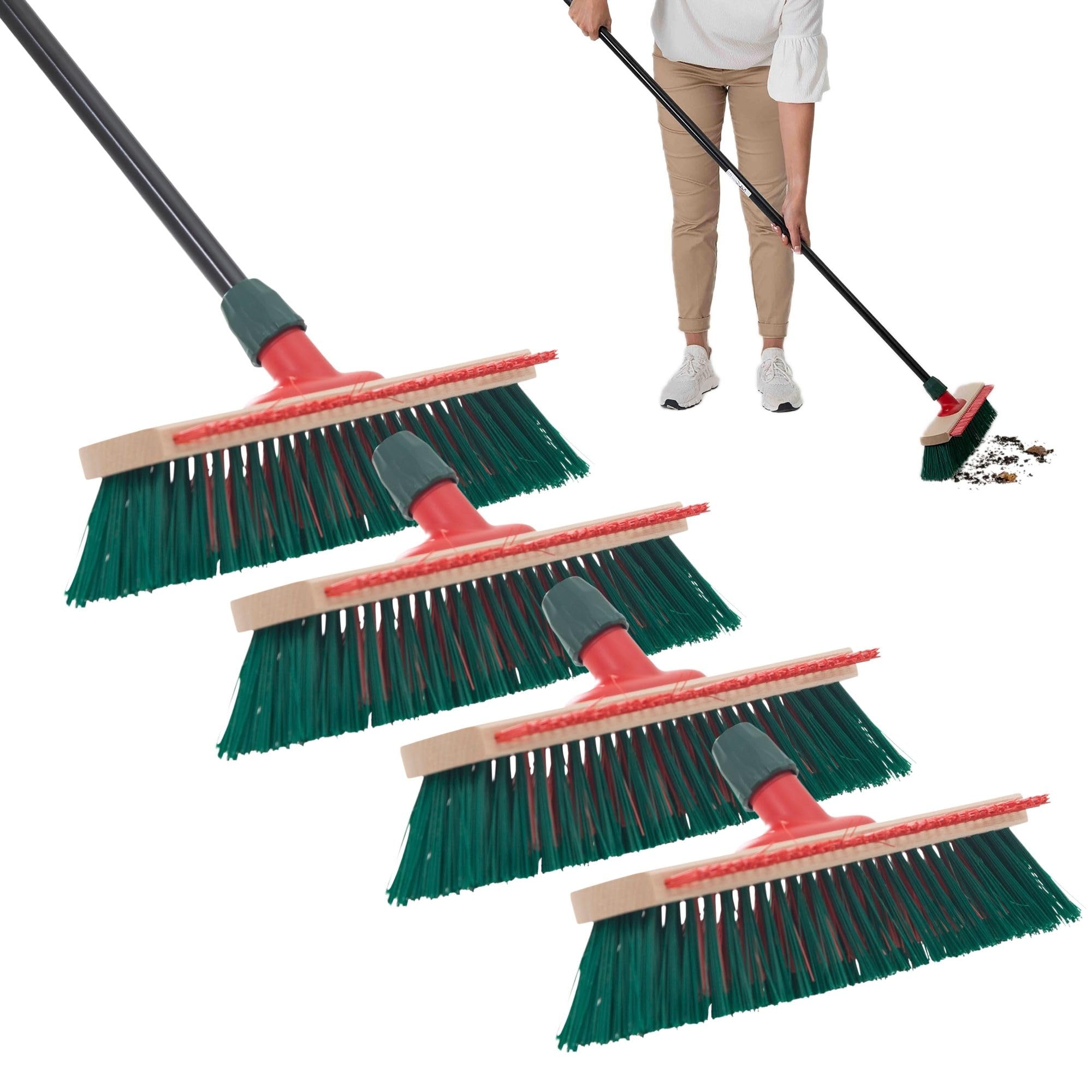 Hoch Tief Straßenbesen mit Teleskopstiel Kratzleiste Outdoor Broom mit Stiel Gartenbesen Industriebesen Hofbesen Allzweckbesen Kehrbesen Besen Staubkammer (4, Straßenbesen)
