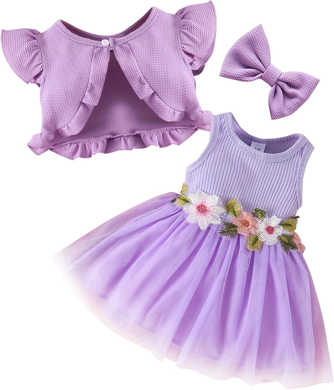 Vestito Principessa Per Neonata - Set 2 Pezzi Cardigan E Tutù - Abito Battesimo E Feste - Foto 5