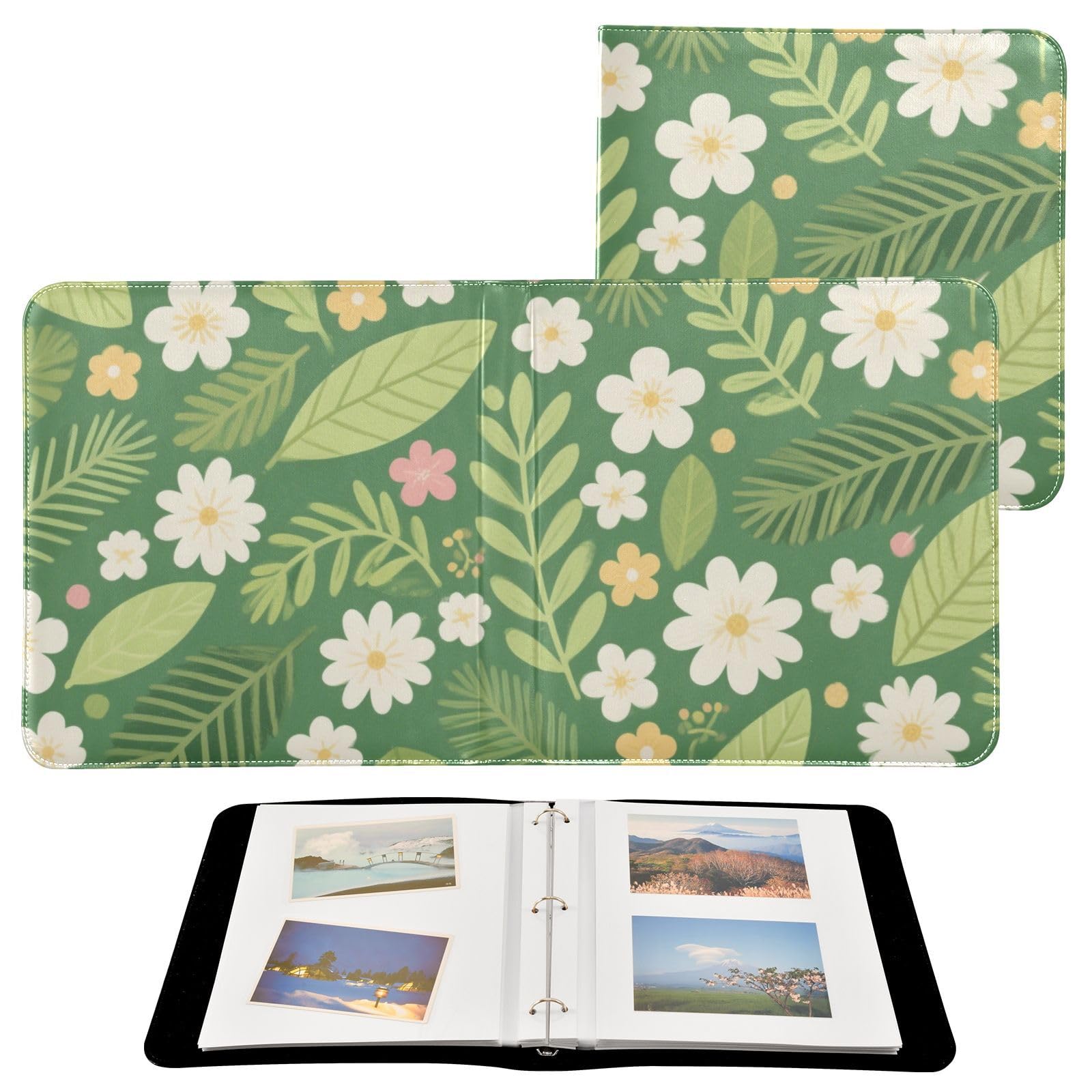 Photo Album 4x6, 5x7,6x8,Artificial Leather Photo Albums with 20 Detachable Sheets Plant Print for Family Wedding,Multi 14