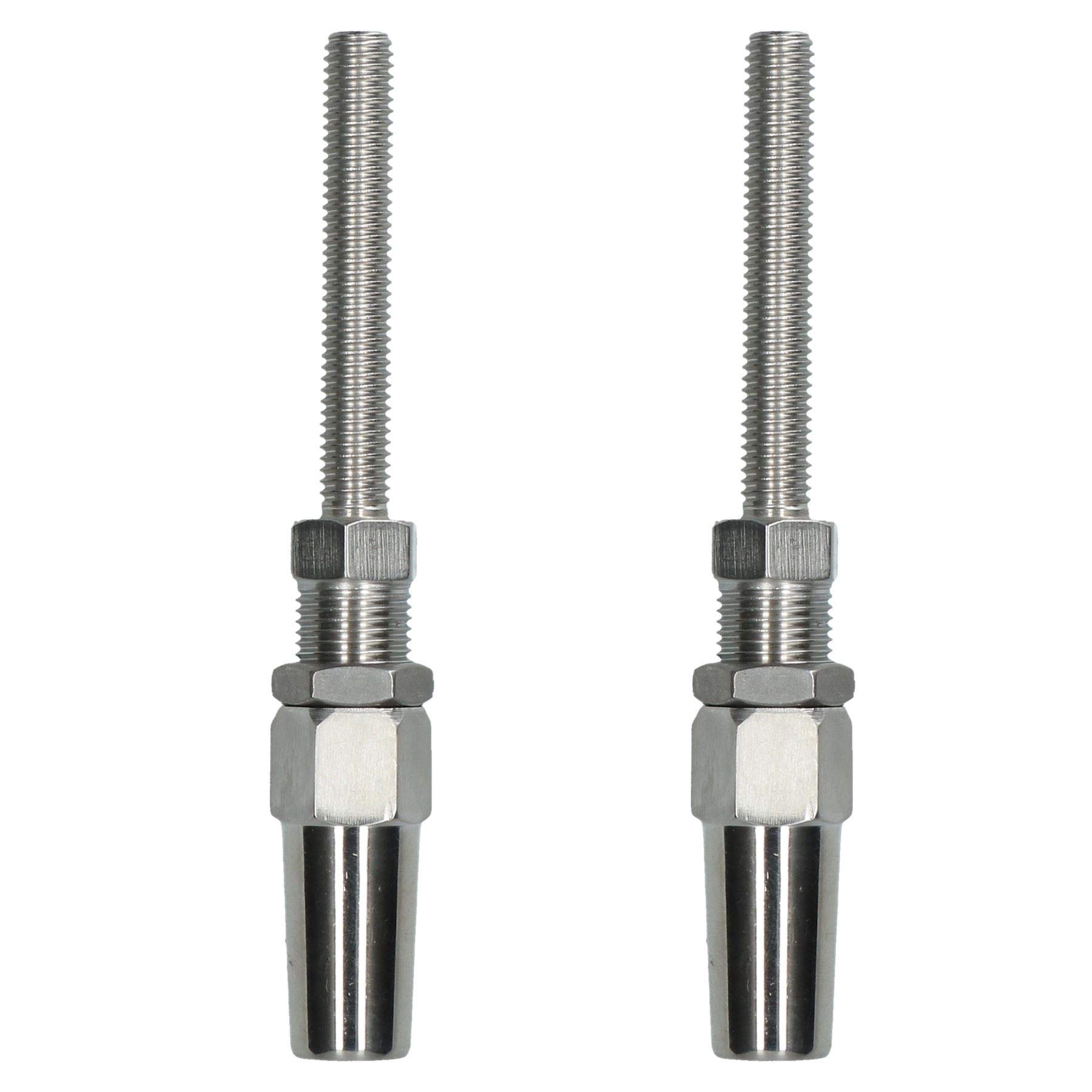 AB Tools 6mm Wire Cable Rope Rigging Stud Terminal Swageless DIY Fitting Stainless 2 PK