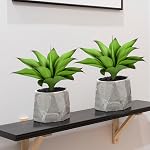 Ttranewsoo Artificial Agave Plants, 12.6" UV Resistant Fake Agave Planters for Indoor and Outdoor Decorating Artificial Plants for Outdoors Fake Plants 2Pack Green