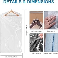 Vista 2 de Paquete de 30 bolsas transparentes para ropa, fundas de ropa de 35.4 pulgadas, bolsas de plástico para ropa, bolsas de limpieza en seco