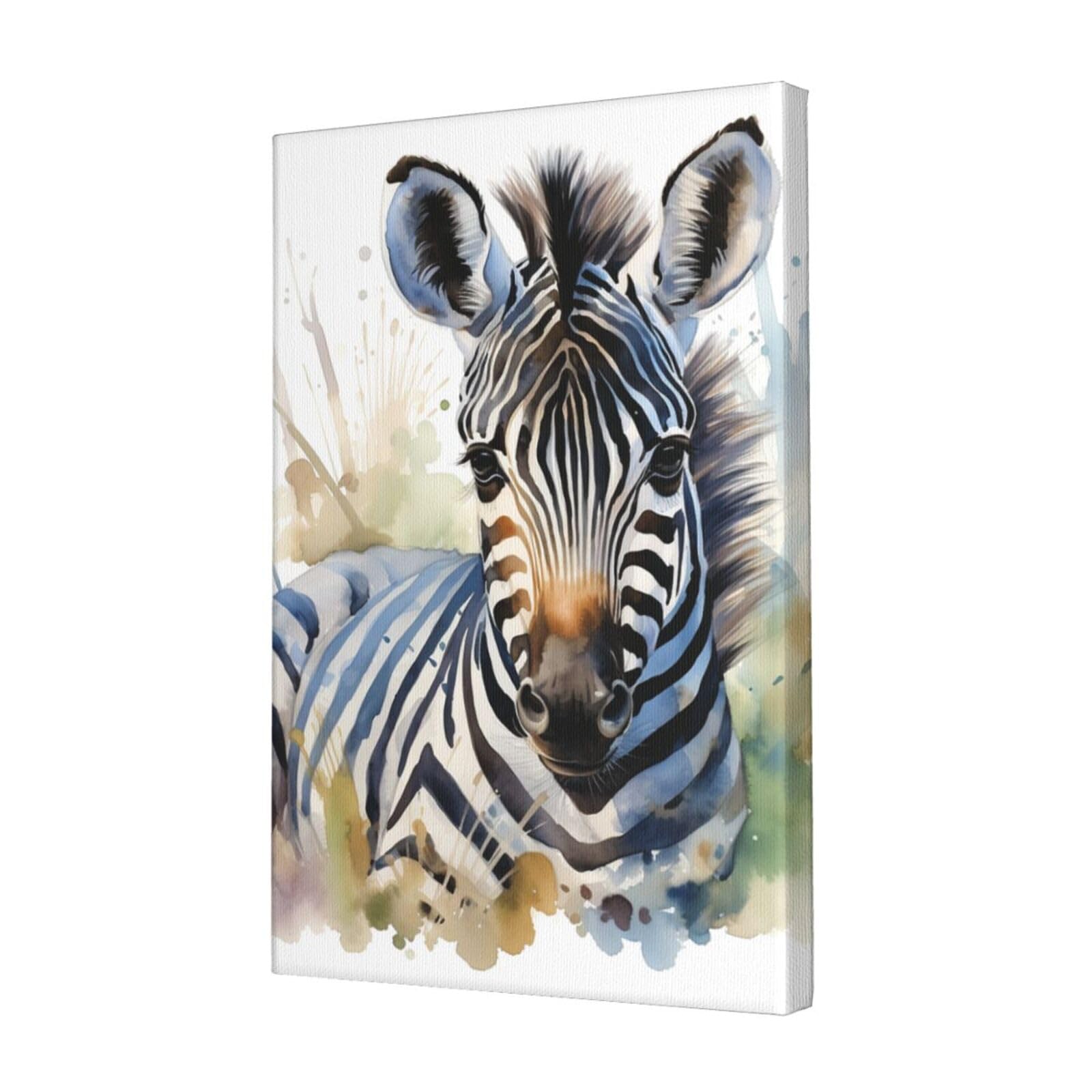FodPand Cute zebra watercolor Canvas Wall Art for Living Room Wall Decor 12"x18" Modern Artwork Painting Pictures Hanging Canvas Prints Aesthetic Wall Art for Bedroom Bathroom Office Wallart Decor