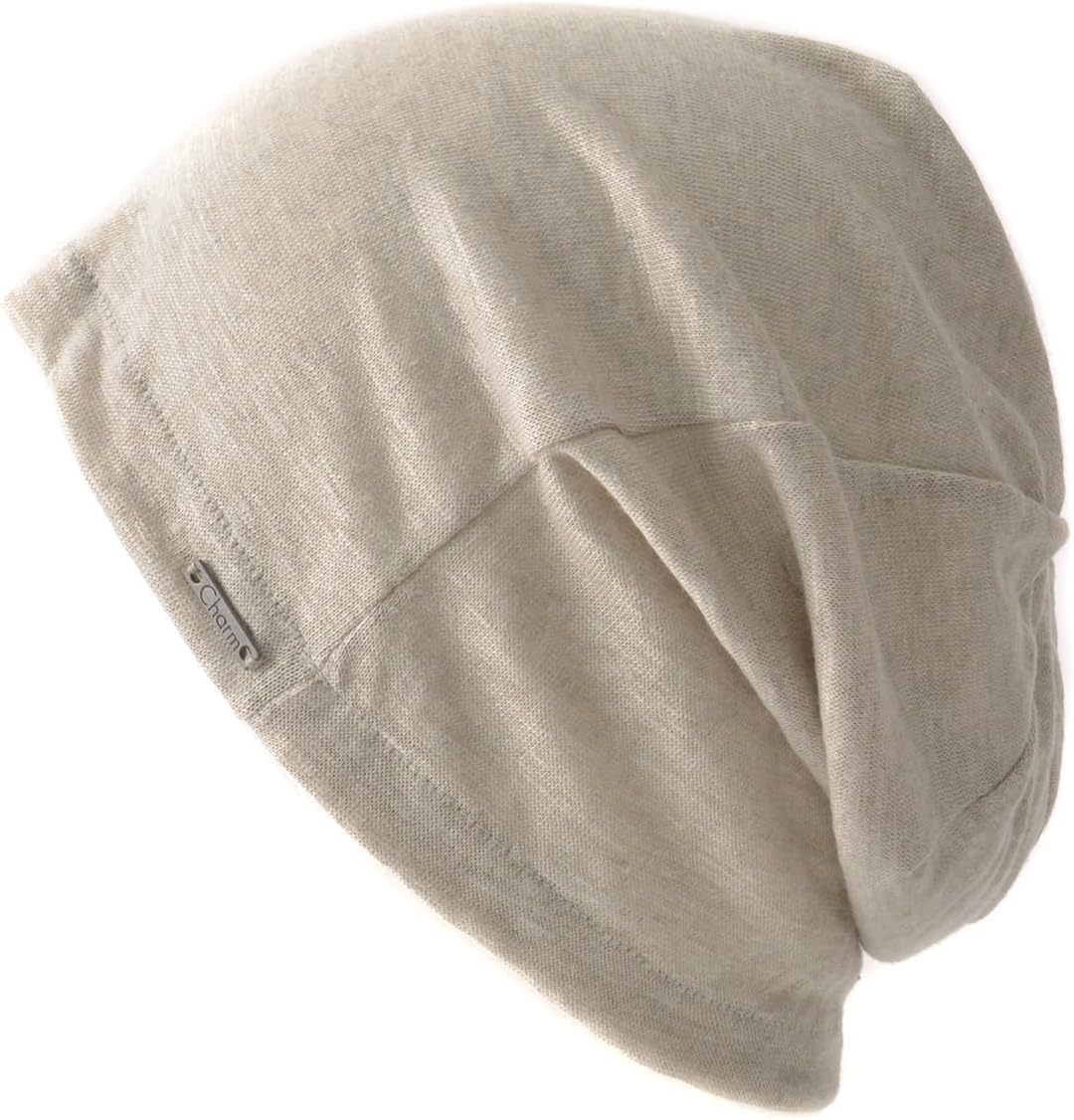 CHARM Linen Mens Summer Beanie - Womens Slouchy Lightweight Knit Hat Cap Made in Japan