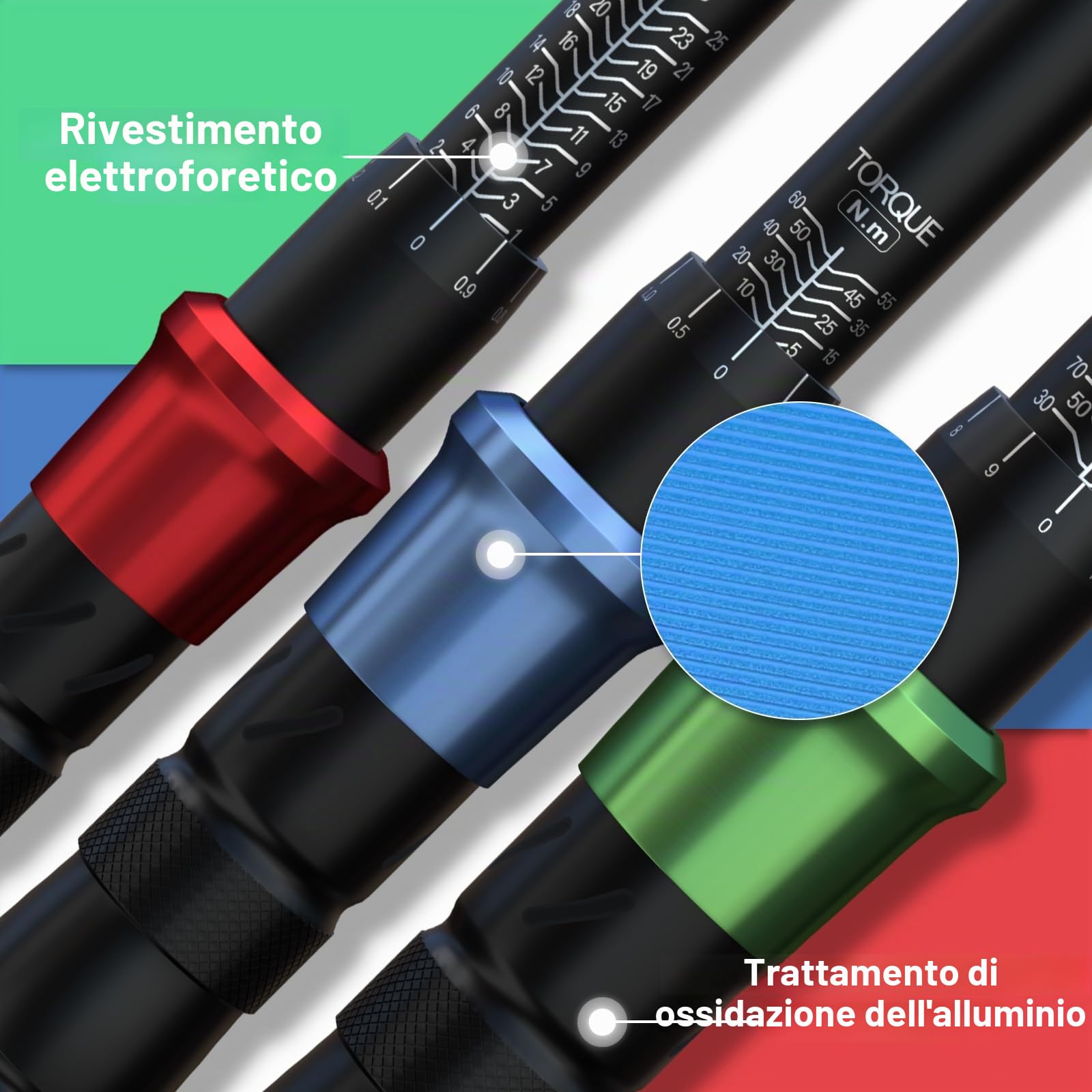 Set Chiavi Dinamometriche 11PZ Precisione ±3% 1/2" 3/8" 1/4" Cricchetto Bidirezionale per Auto Moto Bicicletta con Certificato e Valigetta