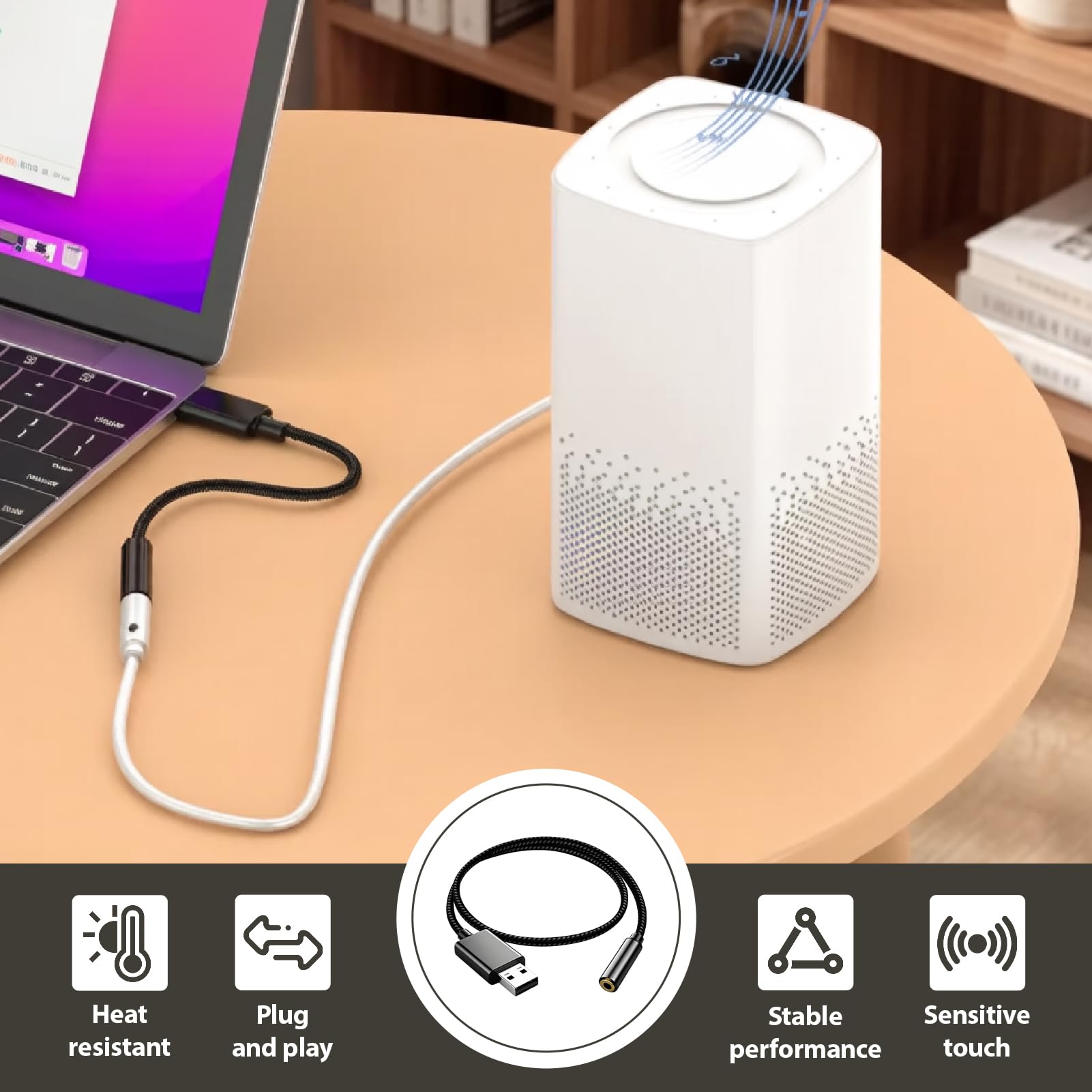 Tarjeta de Sonido Externa USB, Adaptador Audio USB Adaptador a Jack 3,5mm Audio Estéreo con Micrófono Convertidor Auxiliar USB a TRRS/TRS Auriculares PC Laptop Linux Streaming Juegos 0,5 m Negro