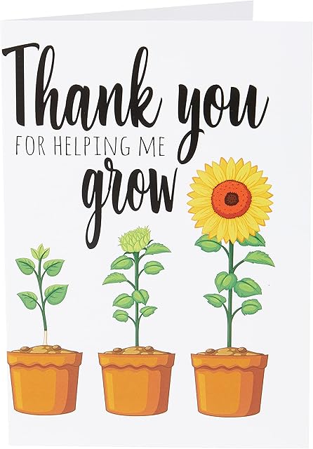 Thank you Card - Teacher, Teaching Assistant, Nursery Teacher - Thank you for helping me grow K6