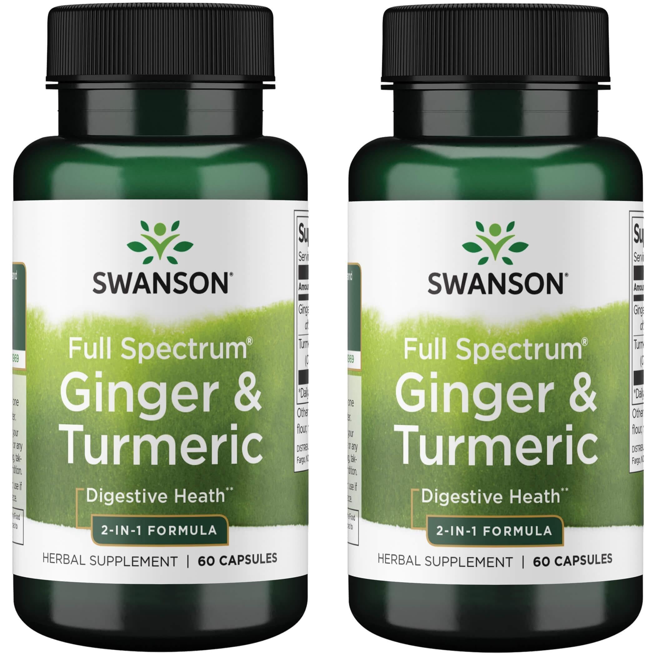 Swanson Full Spectrum Ginger and Turmeric, 60 Capsules, 2 Pack 60 Count (Pack of 2)