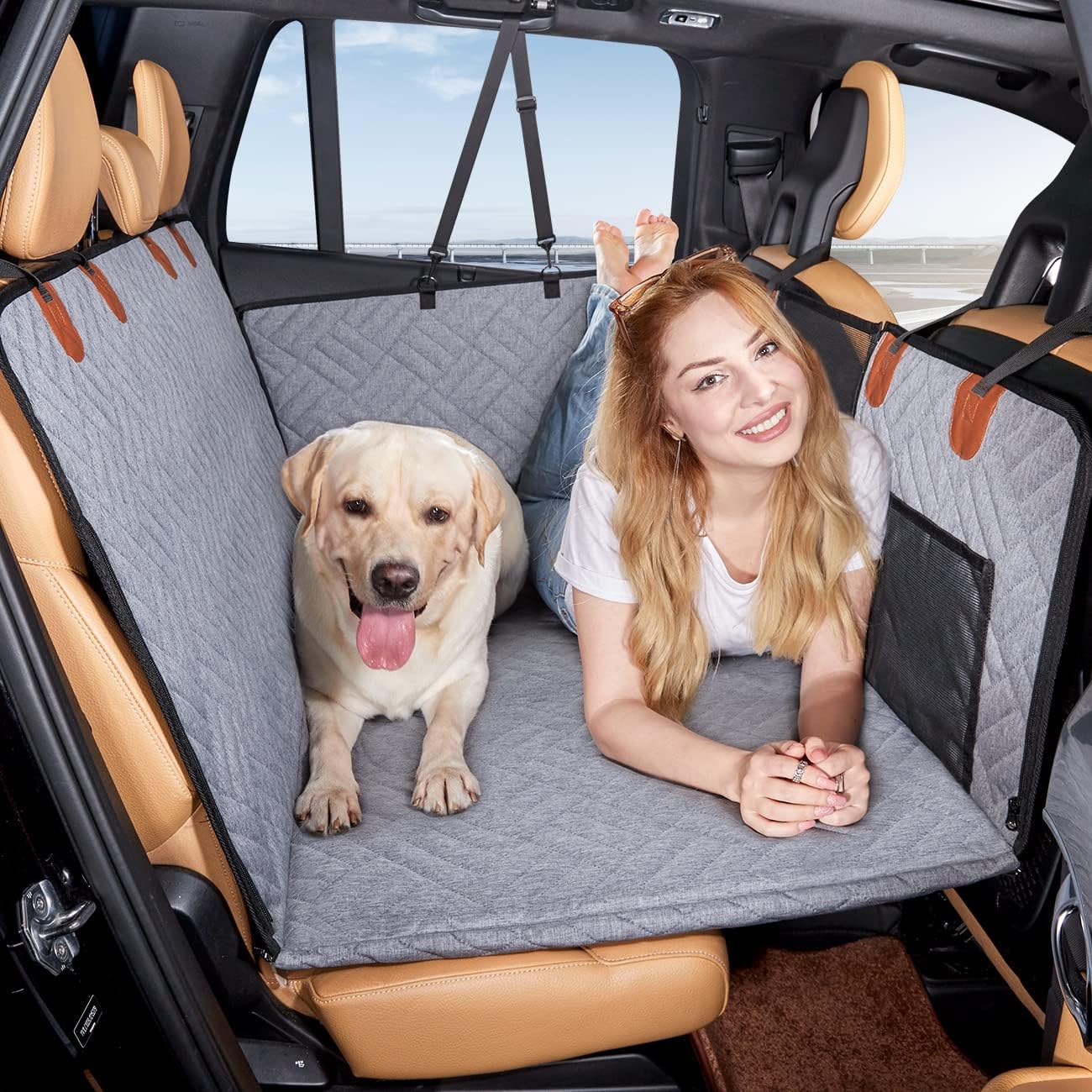 YJGF Back Seat Extender for Dogs,Dog Car Cover Bed Inflatable Camping
