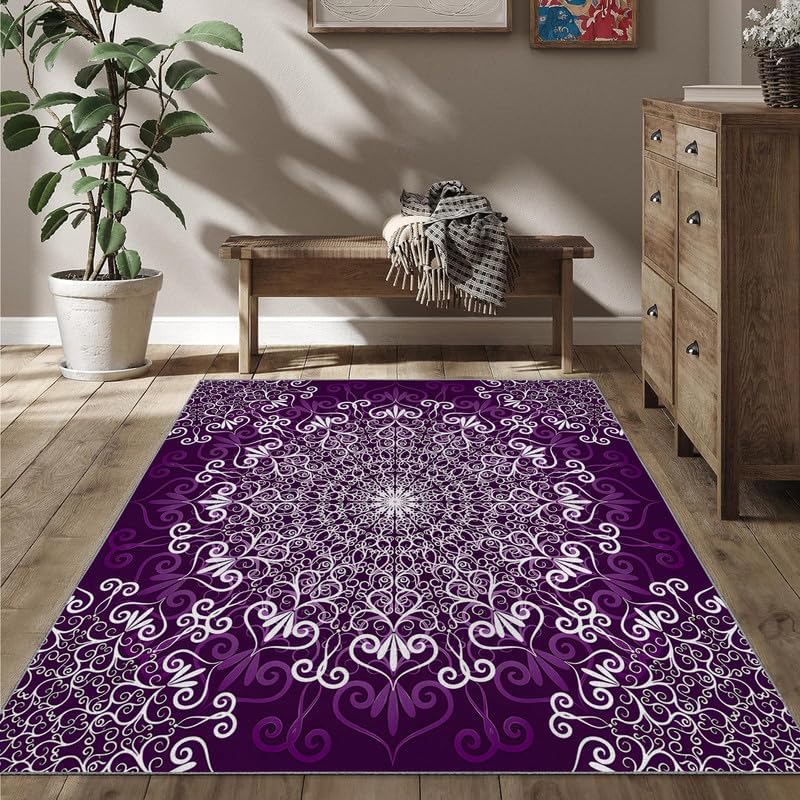 Miniatura 2 de BZRNGD - Alfombra lavable de 5 x 8 pulgadas, con estampado bohemio, suave, antideslizante, para interiores, comedor, sala de juegos, oficina,