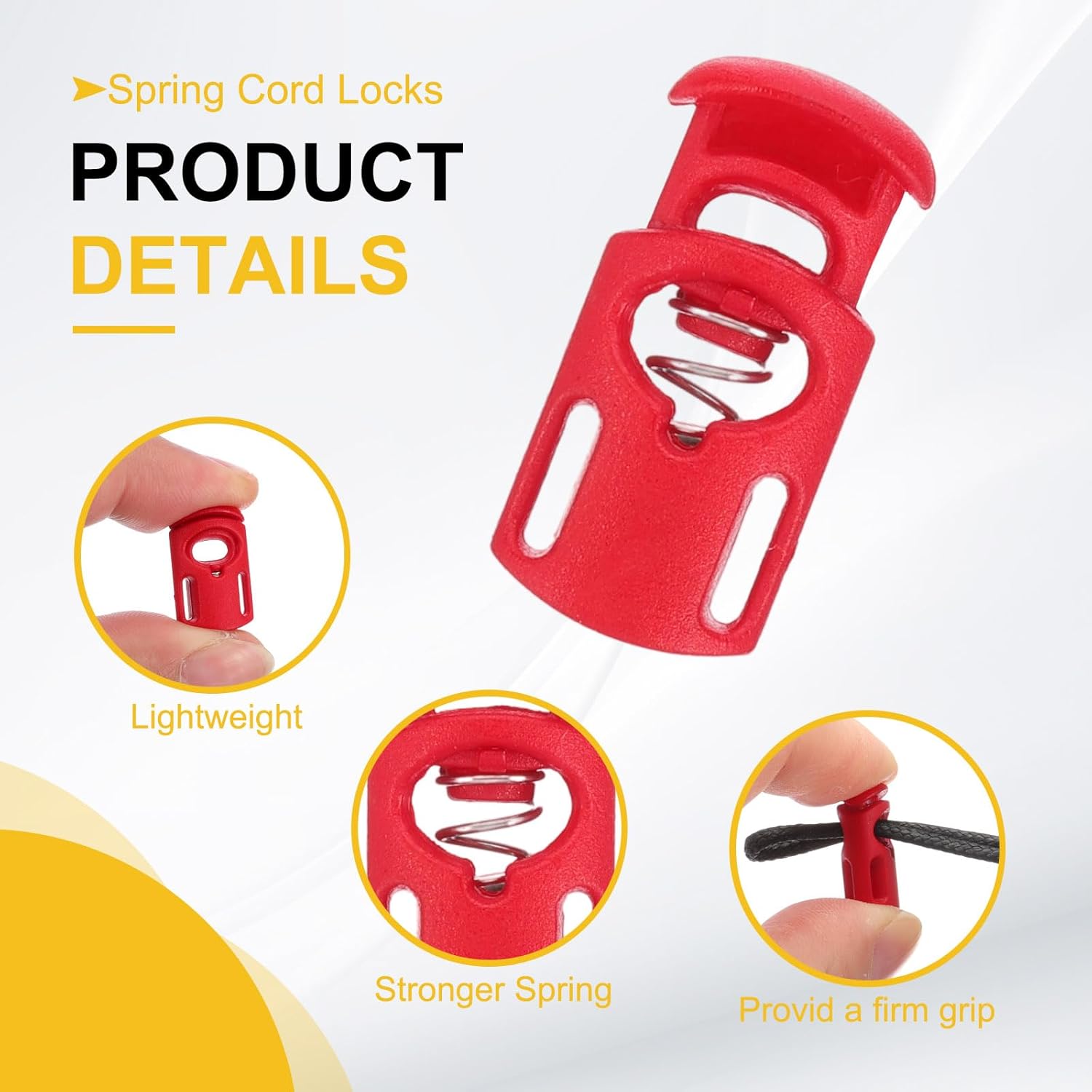 MECCANIXITY Spring Cord Locks Plastic Single Hole Toggle Stopper Drawstring Cord Stops Fastener for Shoelaces Paracord Bags Clothing DIY Projects, Red, Pack of 10 - Image 3