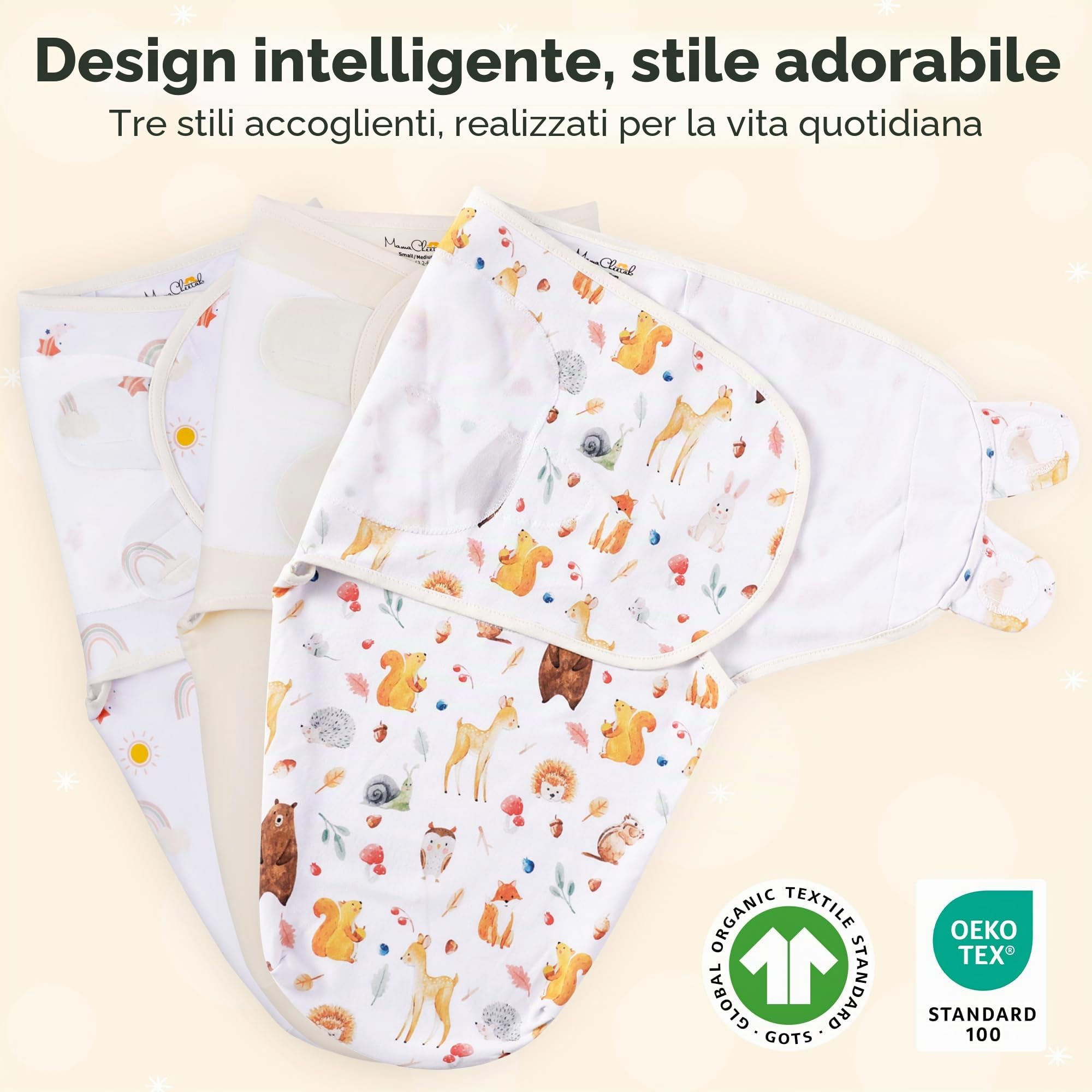 Mama Cheetah Baby Swaddle Sack, Organic Cotton Swaddle Blanket, Adjustable Swaddle Sleep Sacks, Easy Swaddles for Boy Girl 0-3 Month, Baby Essentials, 3-Pack