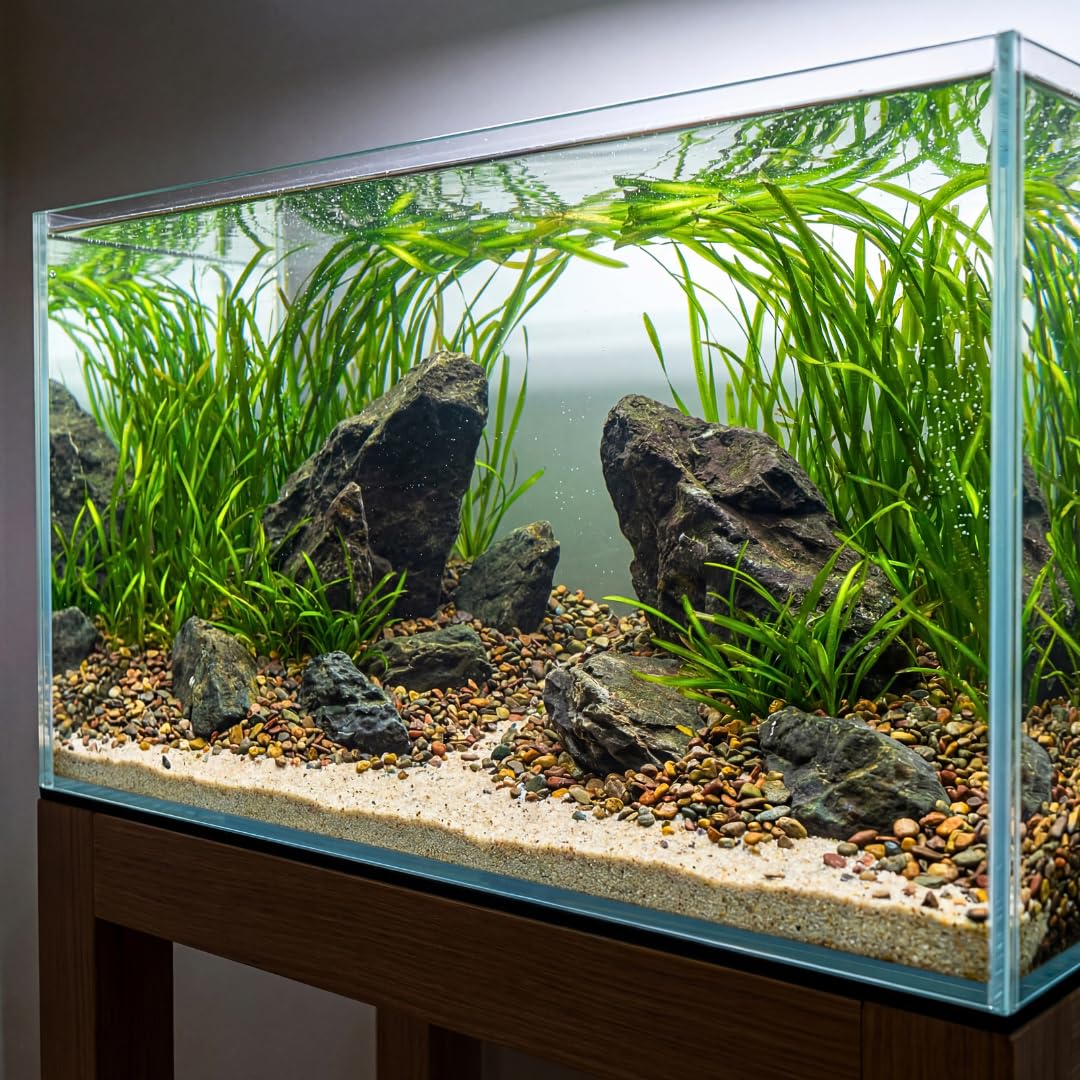 NatureHolic Naturkies Highwood River - Grauer Aquarium Kies - Natürlicher Flusskies für Aquarien mit feiner Körnung 2-4 mm - Perfekt für Naturaquarien, Bodengrund & Deko - 20kg