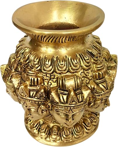 Miniatura 2 de Purpledip Kalash de latón Omnipresent Siva Jarrón decorativo para templo de colección rara (12054)