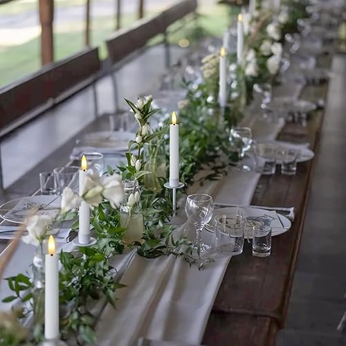 Miniatura 5 de Velas LED cónicas de plástico de 6.4 pulgadas con control remoto y temporizador, velas parpadeantes blancas sin llama, funcionan con pilas, paquete