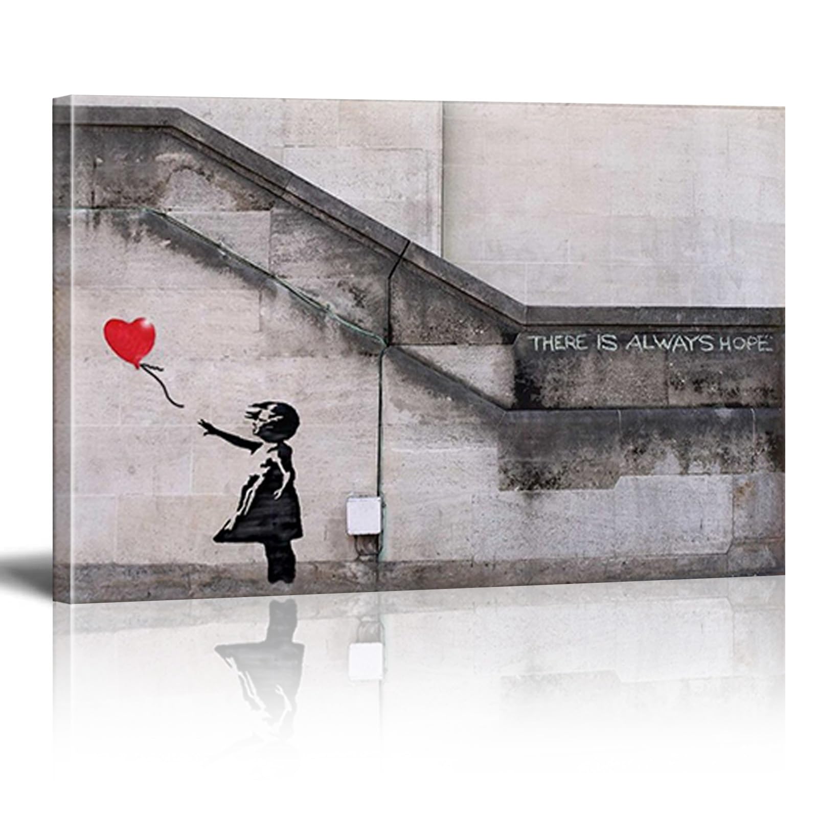 DQTUYIOP Banksy Canvas Wall Art for Living Room Bedroom There Is Always Hope 70x100cm Large Wall Art Inspirational Quotes Paintings Artwork Classic Street Artwork Hallway Stair Decorations