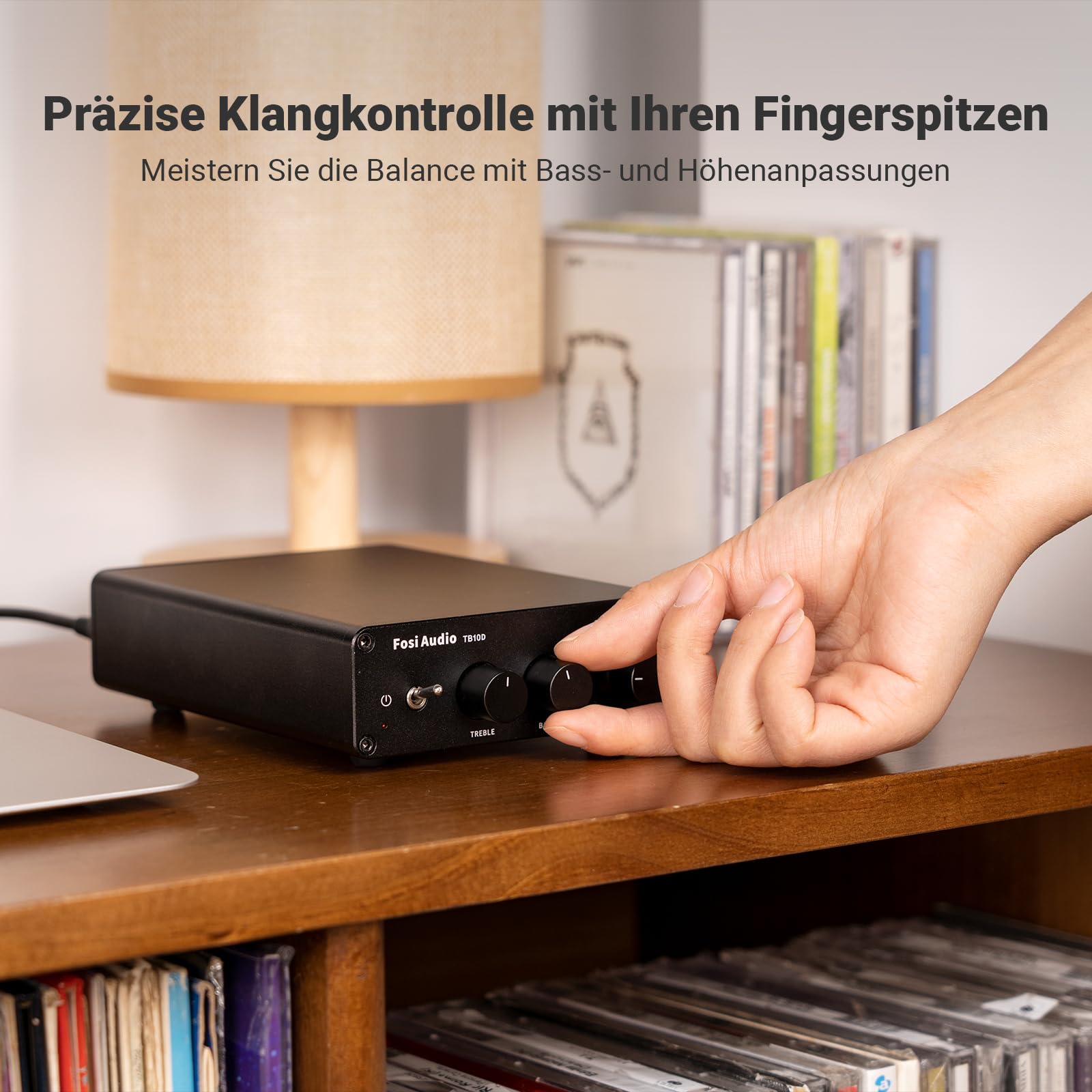 Fosi Audio TB10D 600 Watt TPA3255 Mini Verstärker HiFi Stereo Klasse D Verstärker Integrierter digitaler 2 Kanal Audioempfänger für Passive Heimlautsprecher mit Höhen- und Bassregelung