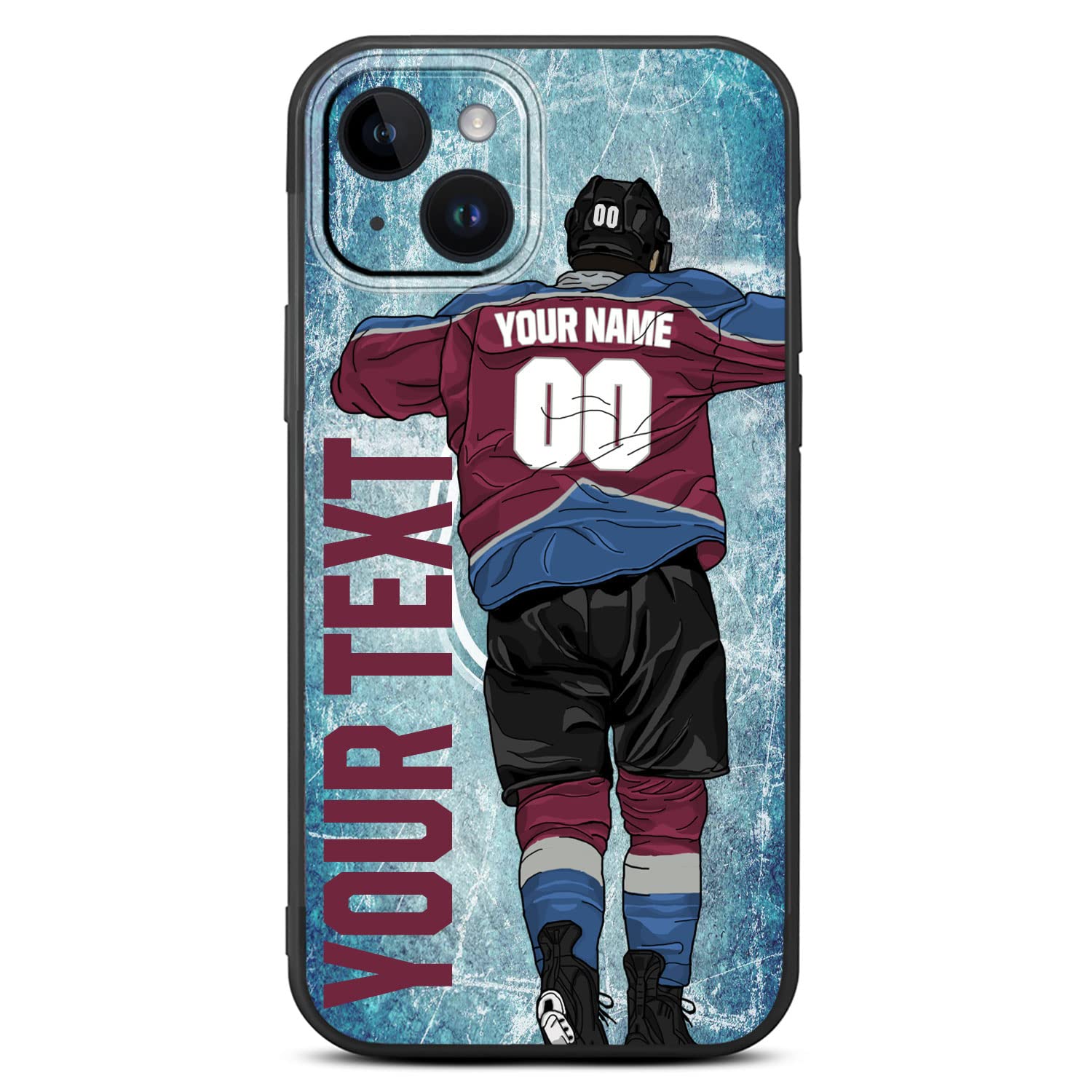 VNGDA DIY Custom Name & Number Ice Hockey Team Case for iPhone17 Air 16 15 Pro Max 14 13 Mini 12 11 Xs Max Xr SE3 8 7 6 Plus，Liquid Silicone with